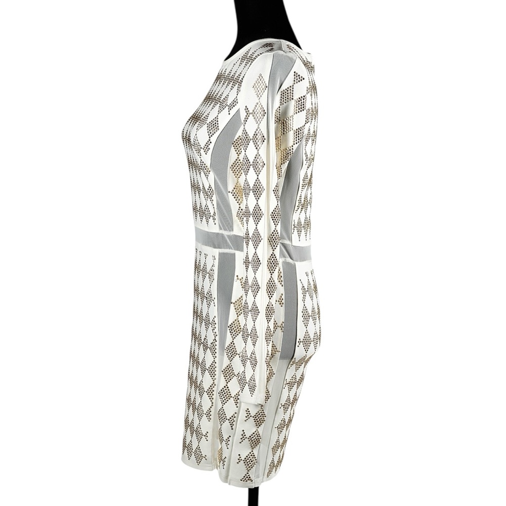 Valiant Paris White Gold Studded Bodycon Dress Long Sleeve Embellished – Size L - Picture 6 of 16